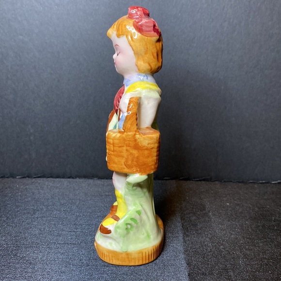 Vintage Hand Painted Porcelain Girl With Basket - Picture 3 of 11